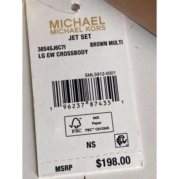 Michael Kors Jet Set Brown Akorn Multi East West Airplanes Crossbody Bag NEW - Picture 9 of 16